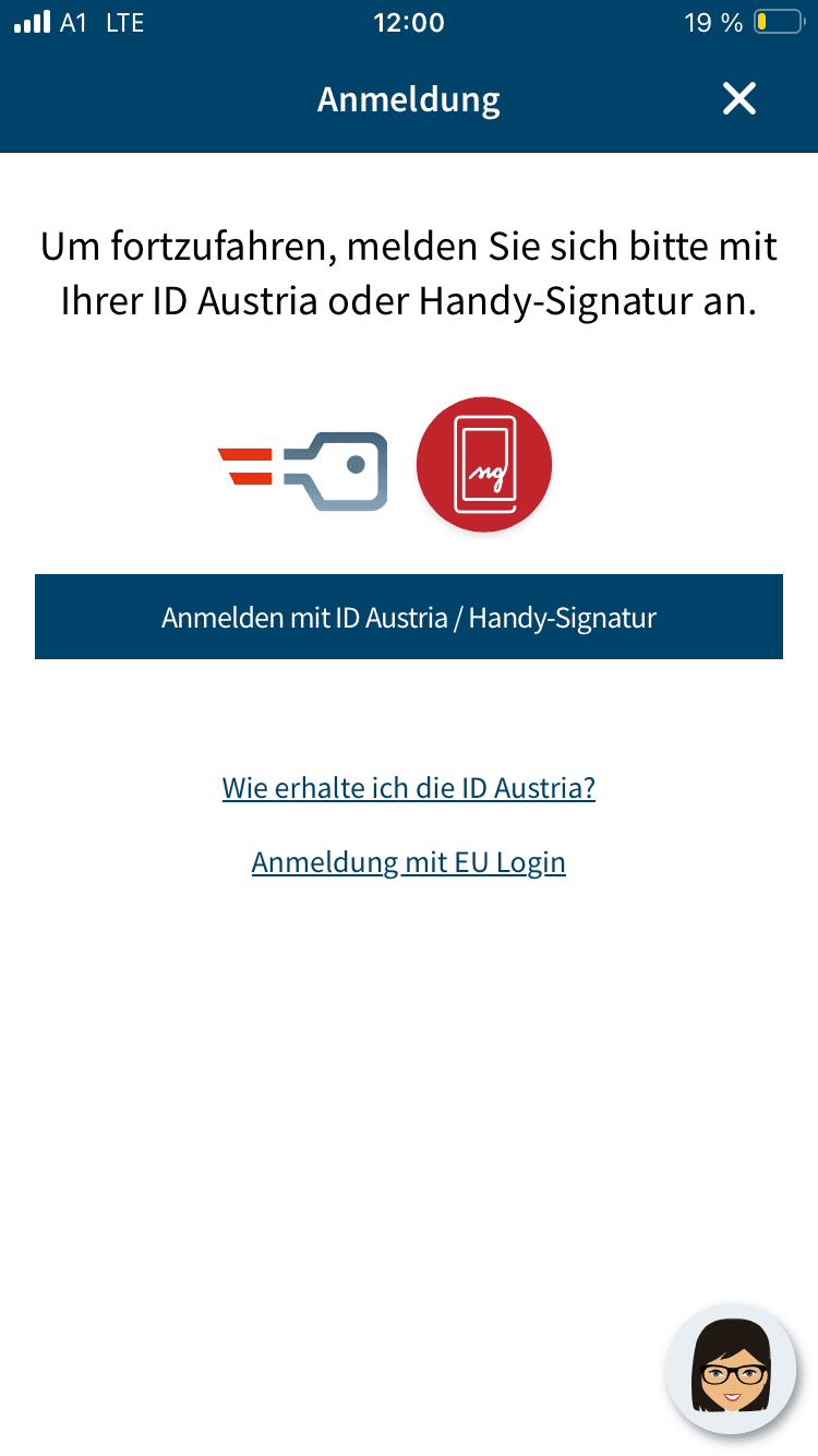 ID Austria App: Anmeldeseite