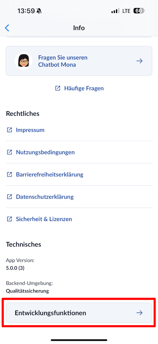 Entwicklerversionen öffnen
