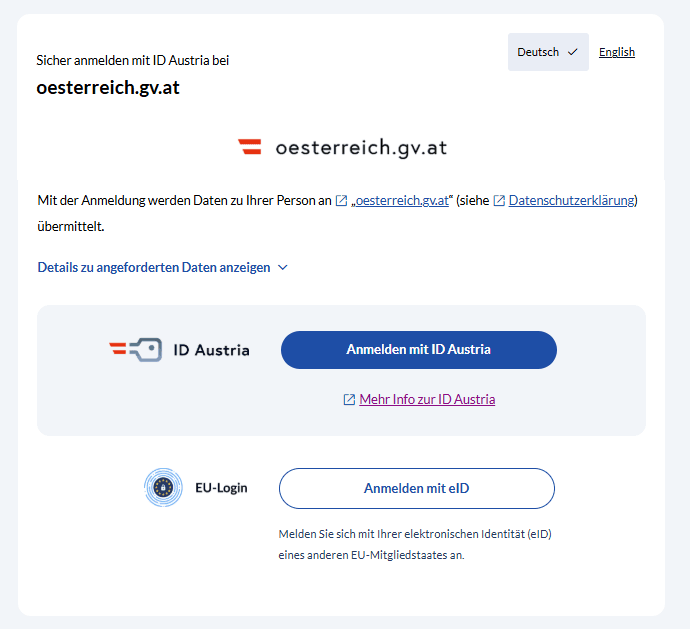 Auswahl der Authentifizierungsvariante