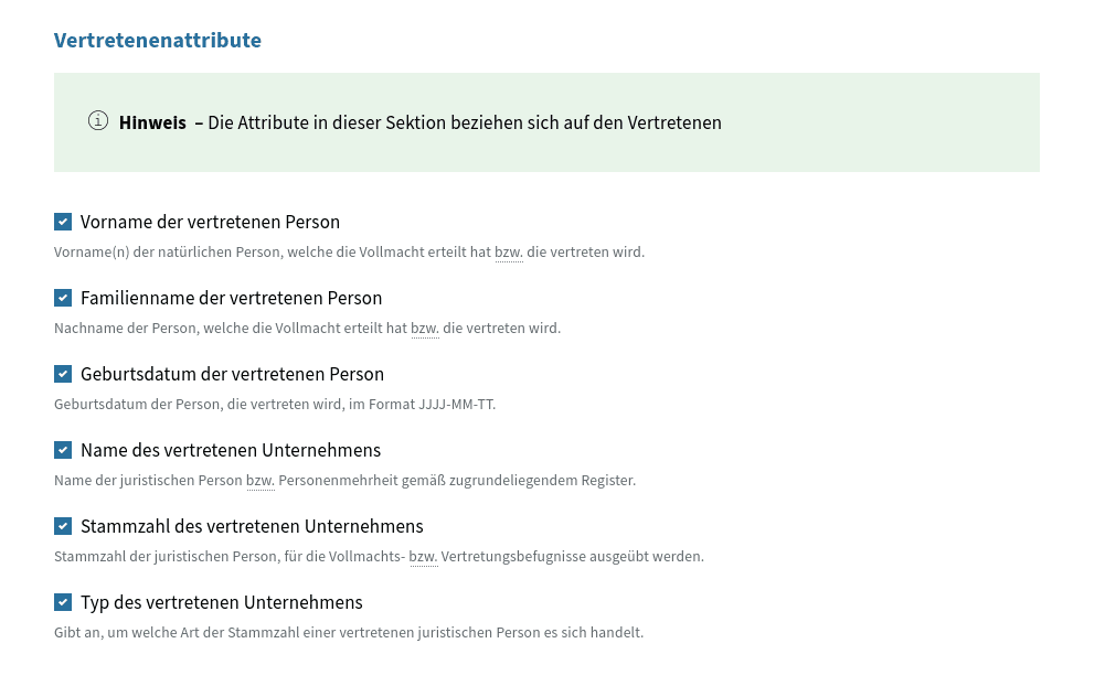 Vertretenenattribute