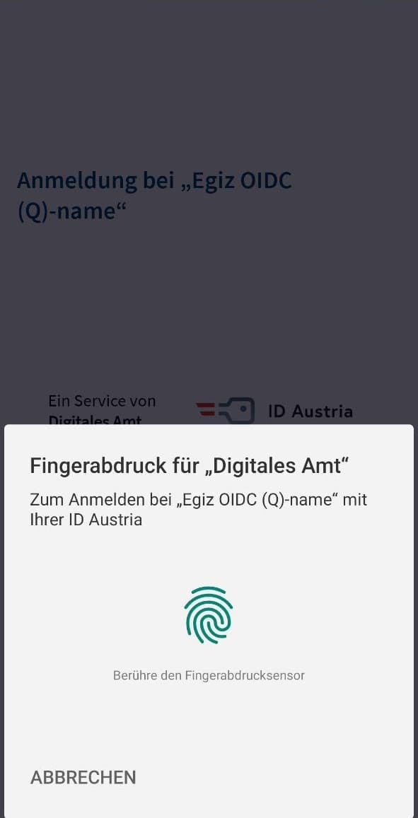 Anmeldung auf mobilen Geräten - Fingerprint